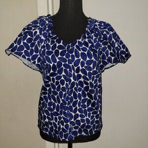 WHiT Blue/Black/White Butterfly Sleeve Top - S